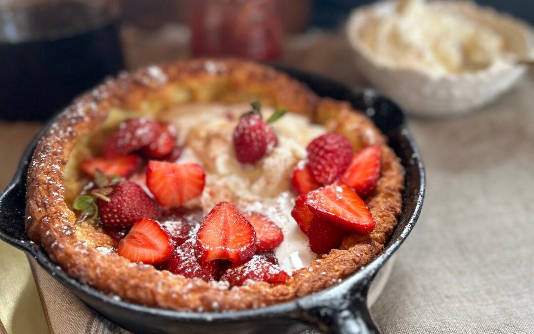 Strawberry Dutch Baby Recipe with Creamy Lemon Whipped Cream